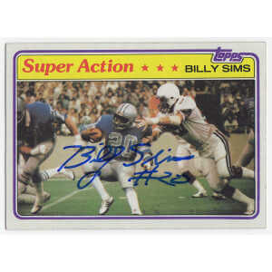 Billy Sims Signed Detroit Lions 1981 Topps Super Action Football Trading Card #473