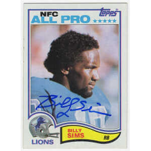 Billy Sims Signed Detroit Lions 1982 Topps All Pro Football Trading Card #349