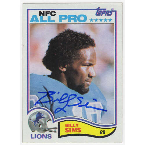 Billy Sims Signed Detroit Lions 1982 Topps All Pro Football Trading Card #349