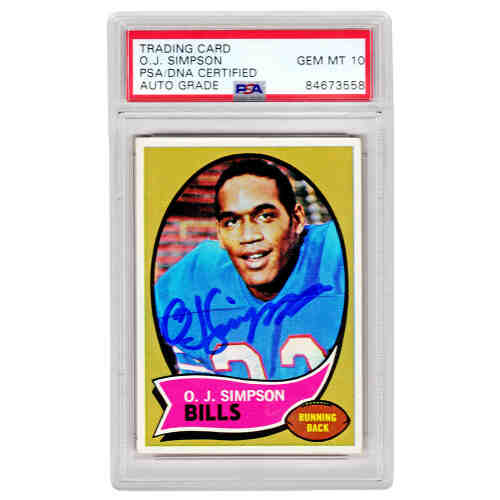 O.J. Simpson Signed Buffalo Bills 1970 Topps Rookie Football Card #90 (PSA/DNA Encapsulated - Auto Grade 10)