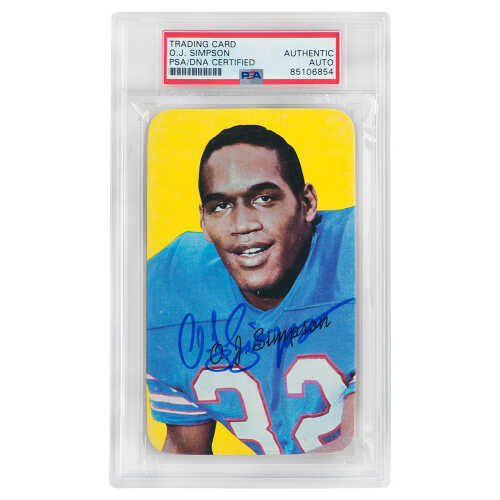 O.J. Simpson Signed Buffalo Bills 1970 Topps Super Rookie Football Card #24 (PSA Encapsulated)