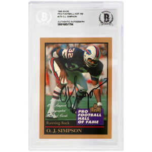 O.J. Simpson Signed Buffalo Bills 1995 Enor Pro Football Hall of Fame Football Card #175 - (Beckett Encapsulated)