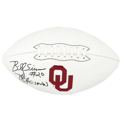 Billy Sims Signed Oklahoma Sooners Logo Brand White Logo Football w/78 Heisman
