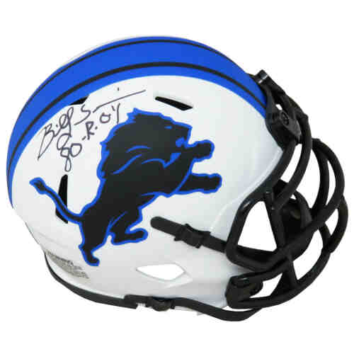 Billy Sims Signed Detroit Lions Lunar Eclipse White Matte Riddell Speed Mini Helmet w/80 ROY