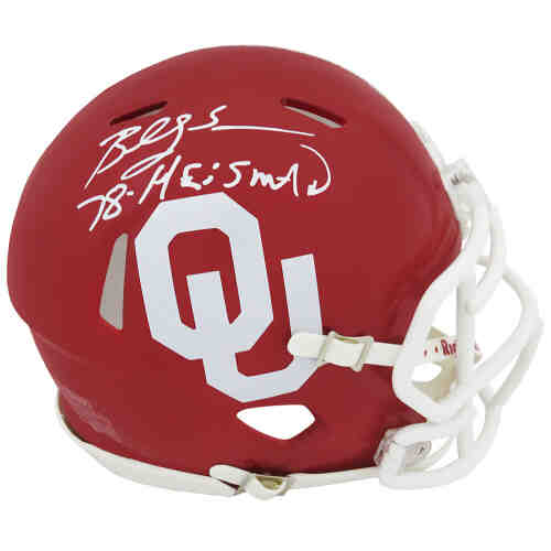 Billy Sims Signed Oklahoma Sooners Riddell Speed Mini Helmet w/78 Heisman (White Ink)