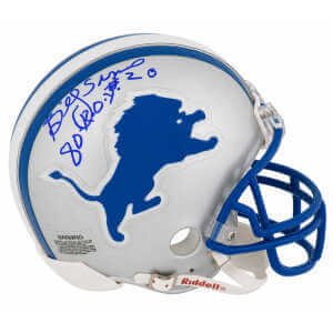 Billy SIms Signed Detroit Lions Throwback Riddell (VSR4) Mini Helmet w/80 ROY