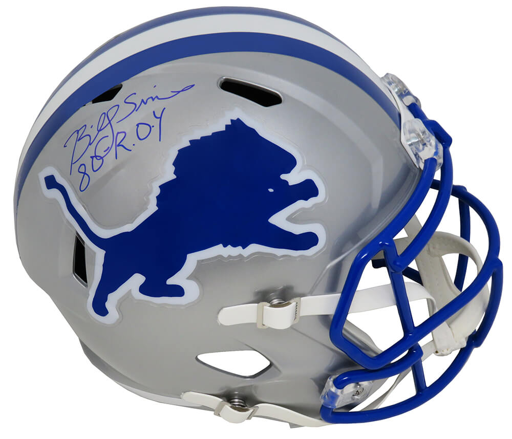 Billy Sims Signed Detroit Lions Throwback Riddell Full Size Speed Replica  Helmet w/80 ROY
