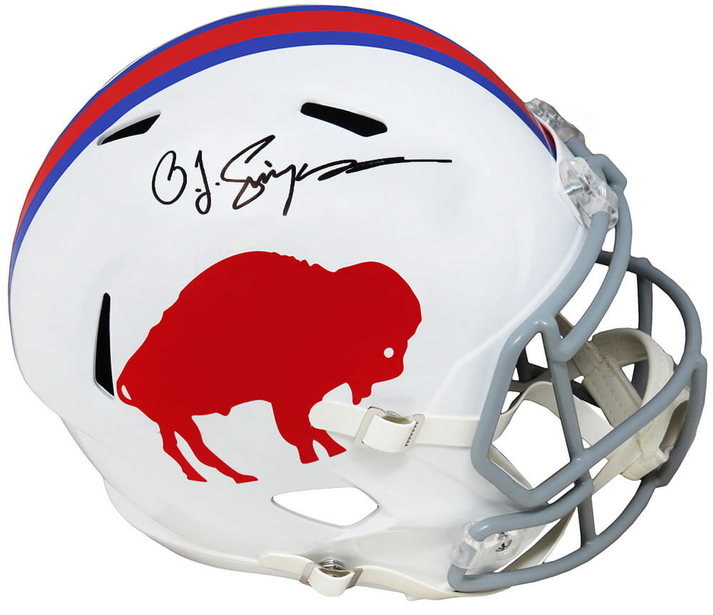 O.J. Simpson Signed Buffalo Bills Throwback White Riddell Full