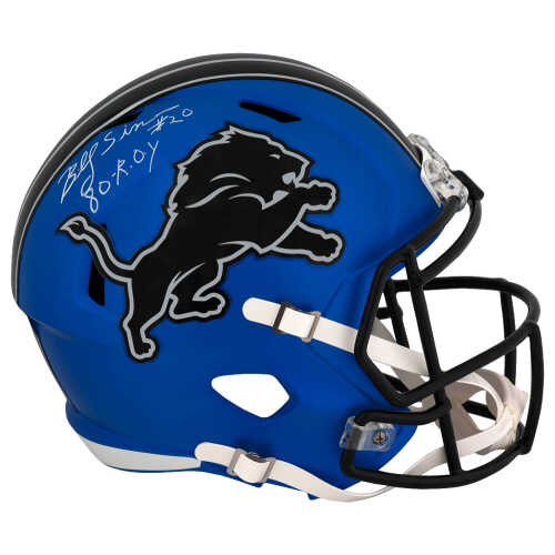 Billy Sims Signed Detroit Lions 2024 Alternate Blue Riddell Full Size Speed Replica Helmet w/80 ROY
