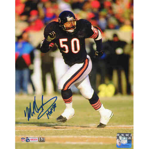 Mike Singletary Signed Chicago Bears Navy Jersey Action 8x10 Photo w/HOF'98