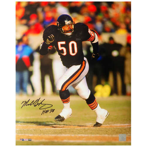 Mike Singletary Signed Chicago Bears Navy Jersey Action 16x20 Photo w/HOF'98