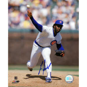 Lee Smith Signed Chicago Cubs White Pinstripe Jersey Pitching 8x10 Photo