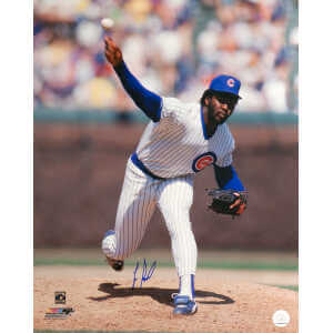 Lee Smith Signed Chicago Cubs White Jersey Pitching Action 16x20 Photo