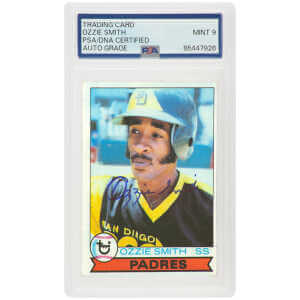 Ozzie Smith Signed 1979 Topps Rookie Baseball Card #116 – (PSA/DNA / Auto Grade 9)
