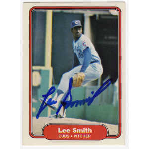 Lee Smith Signed Chicago Cubs 1982 Fleer Rookie Baseball Card #603