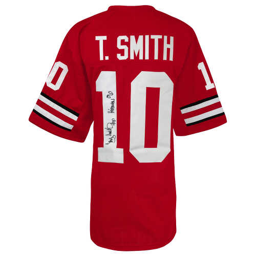 Troy Smith Signed Red Custom College Football Jersey w/Heisman'06