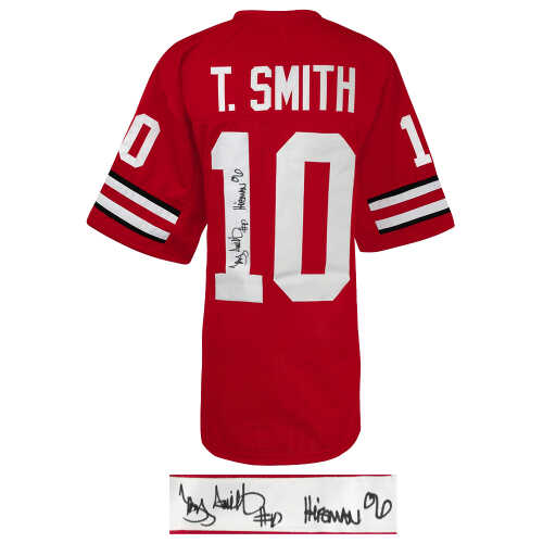 Troy Smith Signed Red Custom College Football Jersey w/Heisman'06 - Image 2