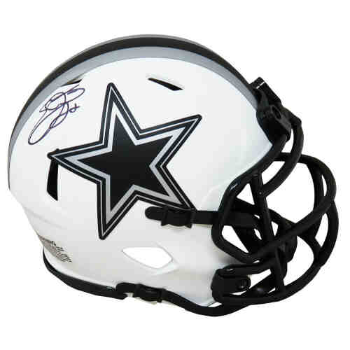 Emmitt Smith Signed Dallas Cowboys Lunar Eclipse White Matte Riddell Speed Mini Helmet