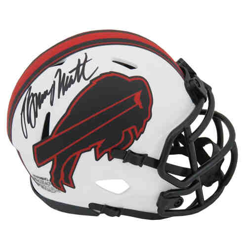 Bruce Smith Signed Buffalo Bills Lunar Eclipse White Matte Riddell Speed Mini Helmet