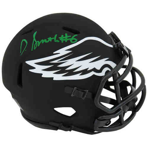 Devonta Smith Signed Philadelphia Eagles ECLIPSE Black Matte Riddell Speed Mini Helmet (Beckett)