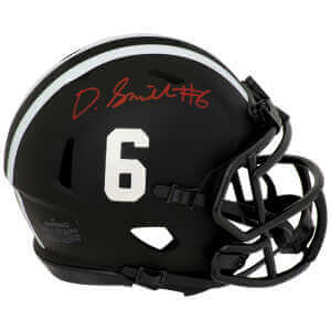 Devonta Smith Signed Alabama Crimson Tide Eclipse Black Matte Riddell Speed Mini Helmet