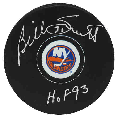 Billy Smith Signed NY Islanders Logo Hockey Puck w/HOF'93