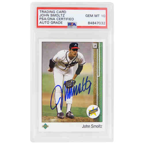 John Smoltz Signed Atlanta Braves 1989 Upper Deck Baseball Rookie Card #17 (PSA Encapsulated - Auto Grade 10)