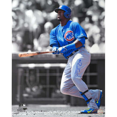 Jorge Soler Signed Chicago Cubs Blue Jersey Spotlight Action 16x20 Photo