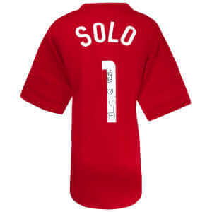 Hope Solo Signed Red Custom Soccer Jersey w/2015 WC Champs