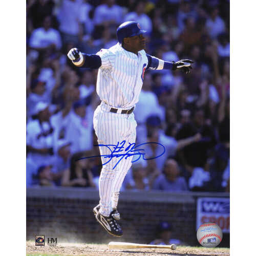 Sammy Sosa Signed Chicago Cubs Home Run Celebration Jump 8x10 Photo