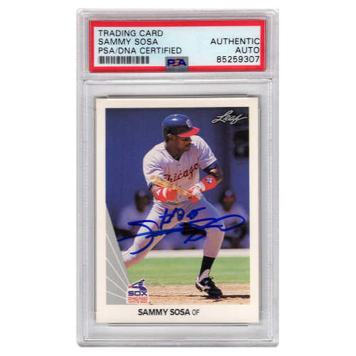 Sammy Sosa Signed Chicago White Sox 1990 Leaf Baseball Trading Card #220 - (PSA Encapsulated)