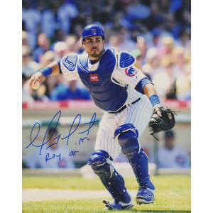 Geovany Soto Signed Chicago Cubs Catcher Fielding Action 8x10 Photo w/ROY'08