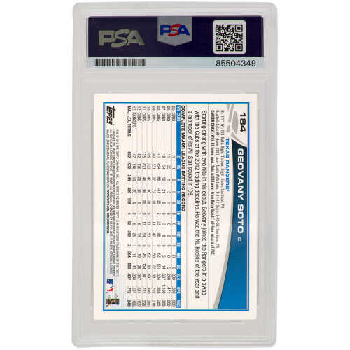 Geovany Soto Signed Texas Rangers Baseball Trading Card (Various) - (PSA Encapsulated) - Image 2