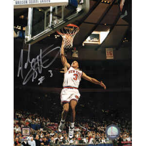John Starks Signed New York Knicks White Jersey Lay Up 8x10 Photo