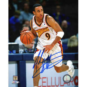 John Starks Signed Golden State Warriors White Jersey Action 8x10 Photo