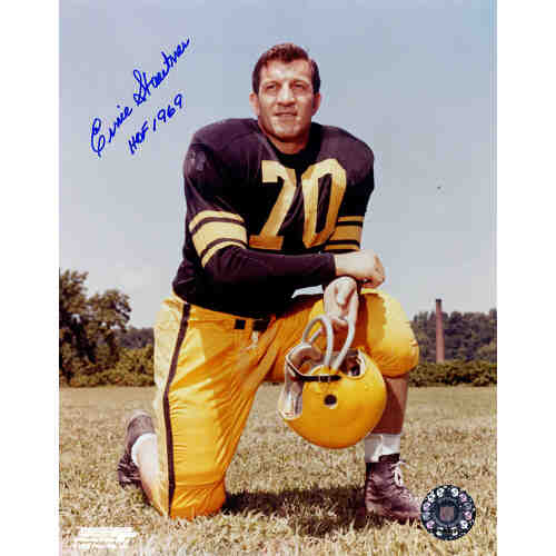 Ernie Stautner Signed Pittsburgh Steelers Kneel Pose 8x10 Photo w/HOF 1969