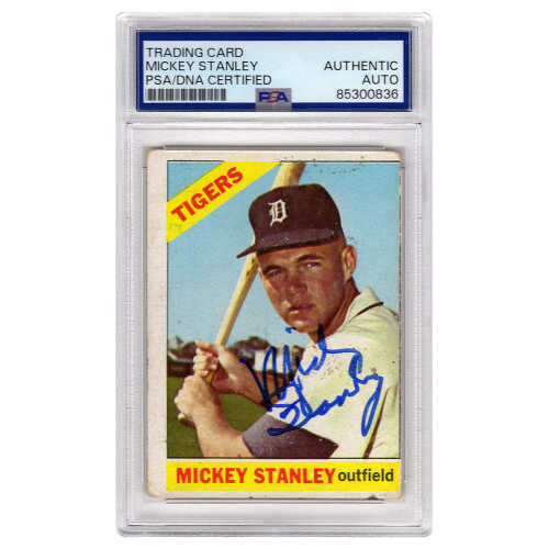 Mickey Stanley Signed Detroit Tigers 1966 Topps Rookie Baseball Card #198 - (PSA Encapsulated)