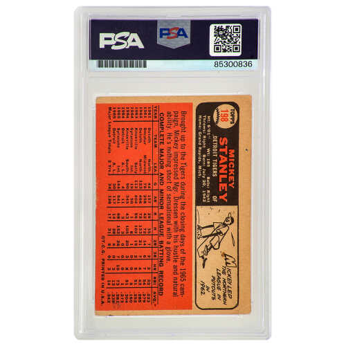 Mickey Stanley Signed Detroit Tigers 1966 Topps Rookie Baseball Card #198 - (PSA Encapsulated) - Image 2