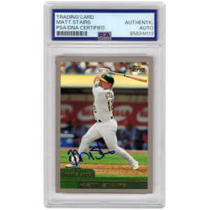 Matt Stairs Signed A's Baseball Trading Card (Various) - (PSA Encapsulated)