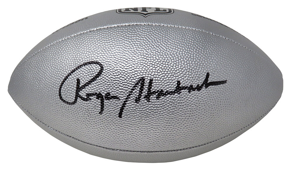 Roger Staubach Signed Wilson Duke Silver Metallic NFL Full Size Football -  Schwartz Authentic