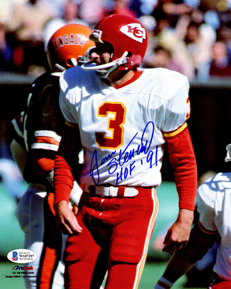 Jan Stenerud Signed Kansas City Chiefs Close Up 8×10 Photo w/HOF'91  (Beckett) – Schwartz Sports Memorabilia