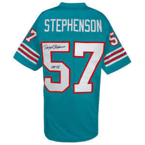 Dwight Stephenson Signed Teal Custom Football Jersey w/HOF'98