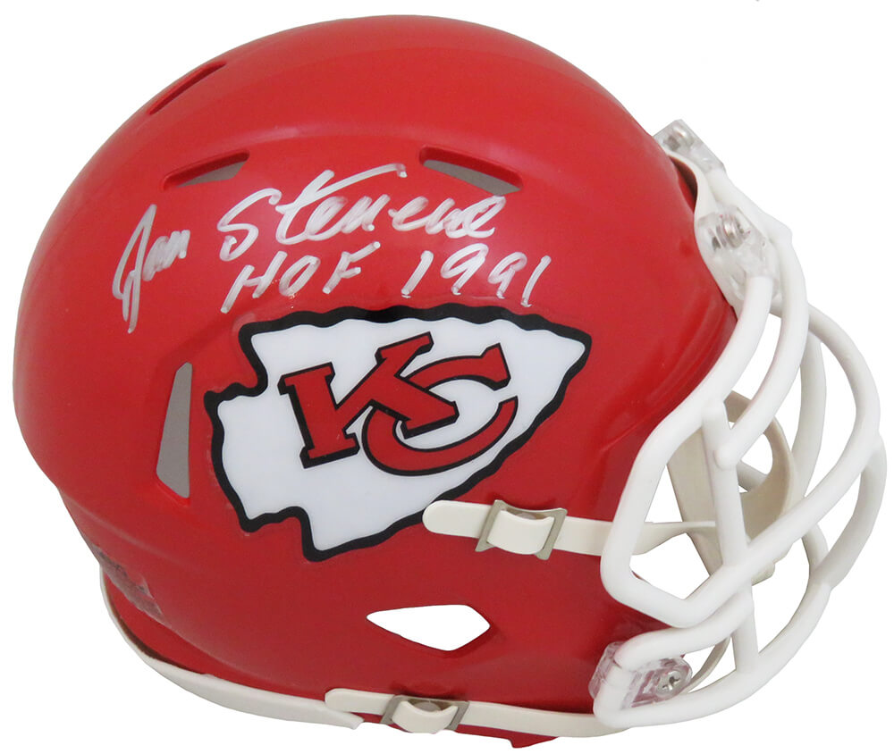 Jan Stenerud Signed Kansas City Chiefs Mini Helmet Inscribed HOF 1991 –