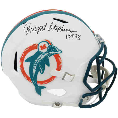 Dwight Stephenson Signed Miami Dolphins Throwback Riddell Full Size Speed Replica Helmet w/HOF'98