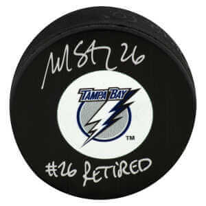Martin St. Louis Signed Tampa Bay Lightning Medium Logo Hockey Puck w/#26 Retired
