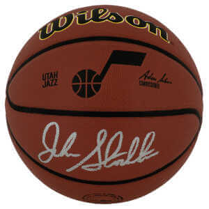 John Stockton Signed Wilson Utah Jazz Logo NBA Basketball