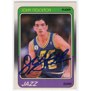 John Stockton Signed Utah Jazz 1988 Fleer Rookie Basketball Card #115