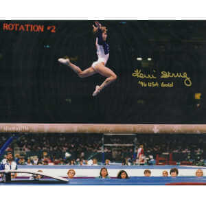 Kerri Strug Signed Gymnastics 1996 Olympics Beam Jump 8x10 Photo w/96 USA Gold