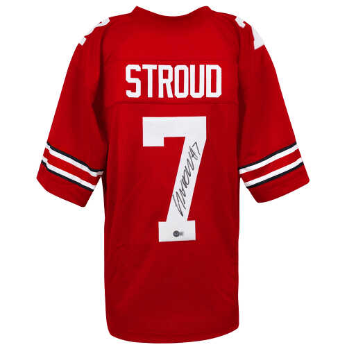 C.J. Stroud Signed Red Custom College Football Jersey - (Beckett)