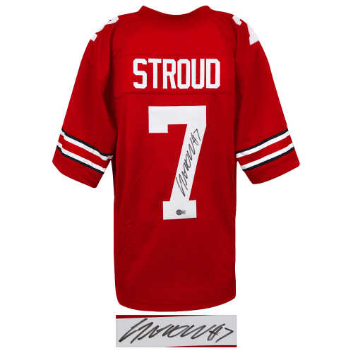 C.J. Stroud Signed Red Custom College Football Jersey - (Beckett) - Image 2